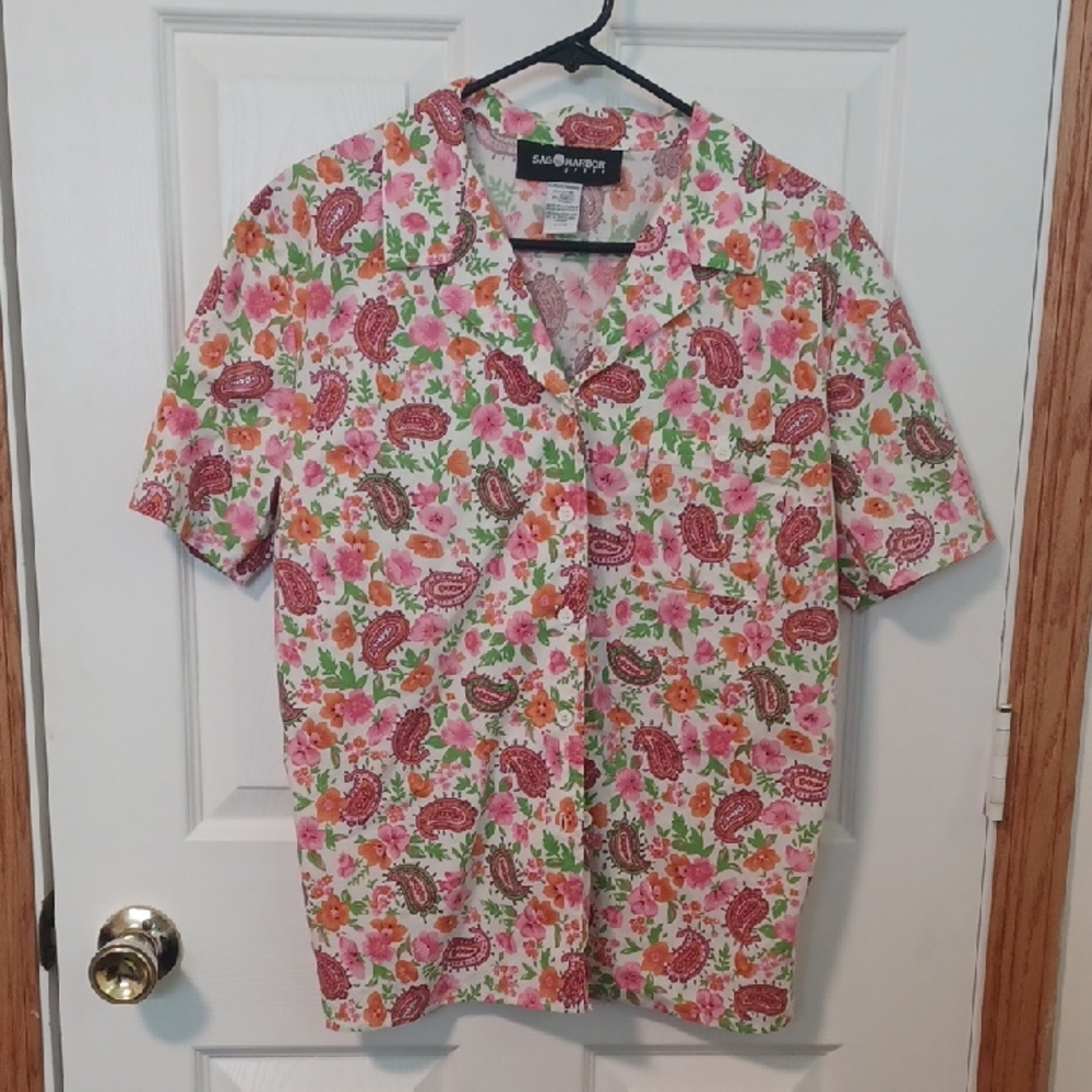 Vintage SAG HARBOR SPORT Tropical Shirt XL
